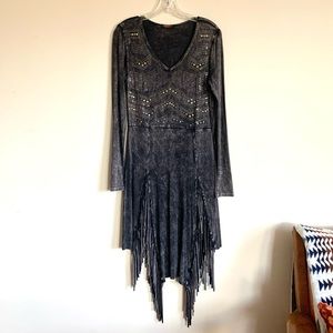 T Party Studded Fringe Hem Dress